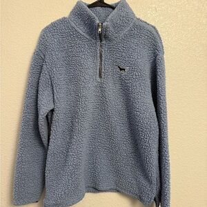 PINK Victoria's Secret Blue Fleece Cowl Neck Sweater